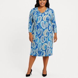 Pappagallo Blue Paisley Print Dress Size 1X
